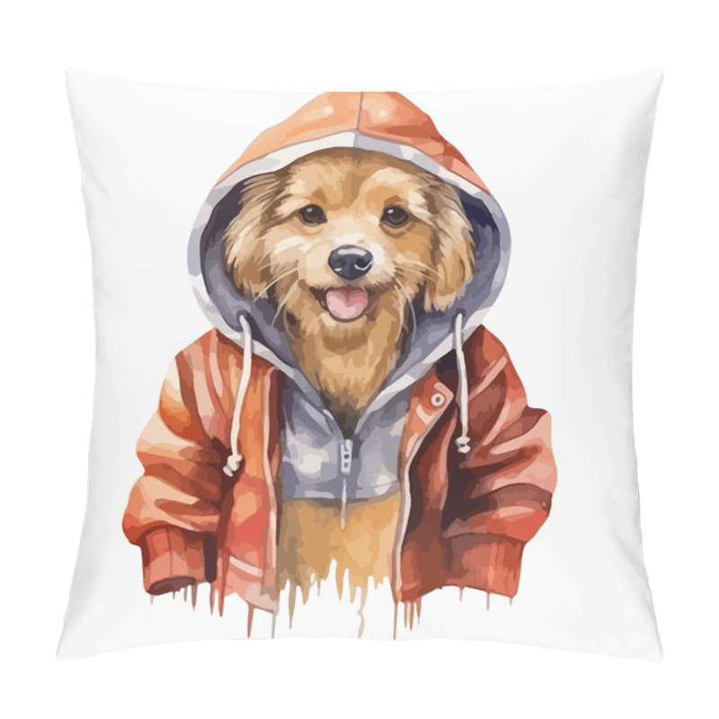 Personality  Cute Cartoon Dog With A Red Jacket. Vector Illustration  Pillow Covers