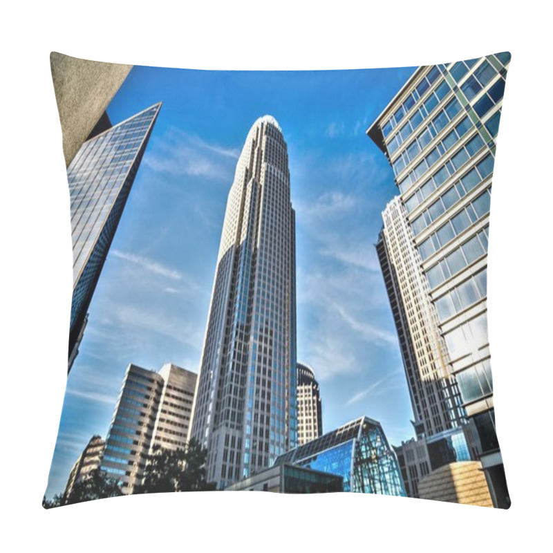 Personality  Skyline Of Charlotte North Carolina With Blue Sky Pillow Covers