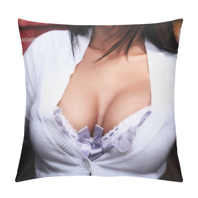 Personality  Sexy Cleavage - Closeup On Big Natural Boobs Pillow Covers