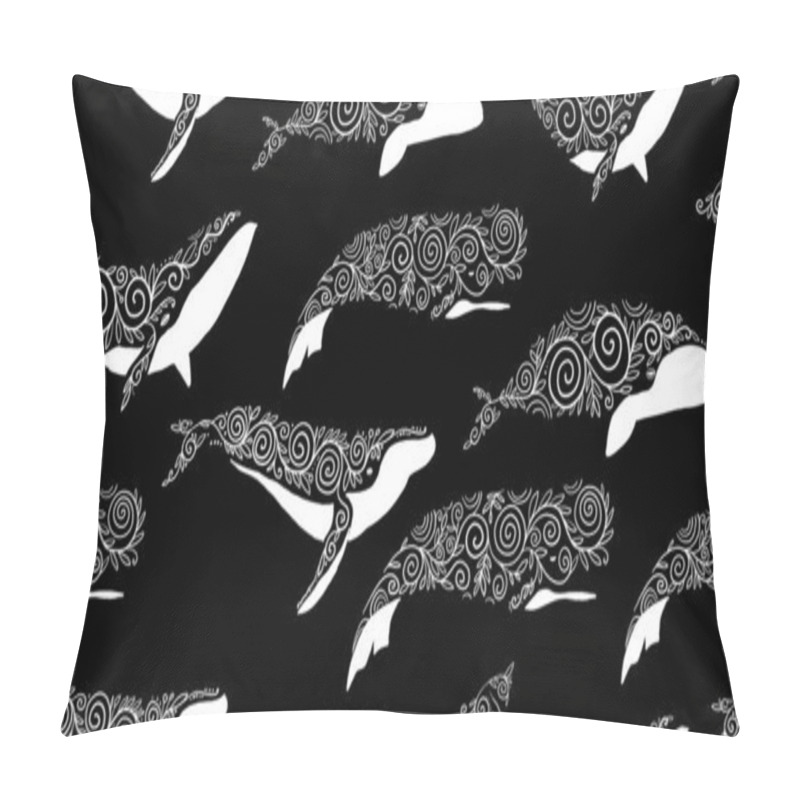 Personality  Wild Whales With Ethnic Ornaments. Seamless Pattern For Your Design Pillow Covers