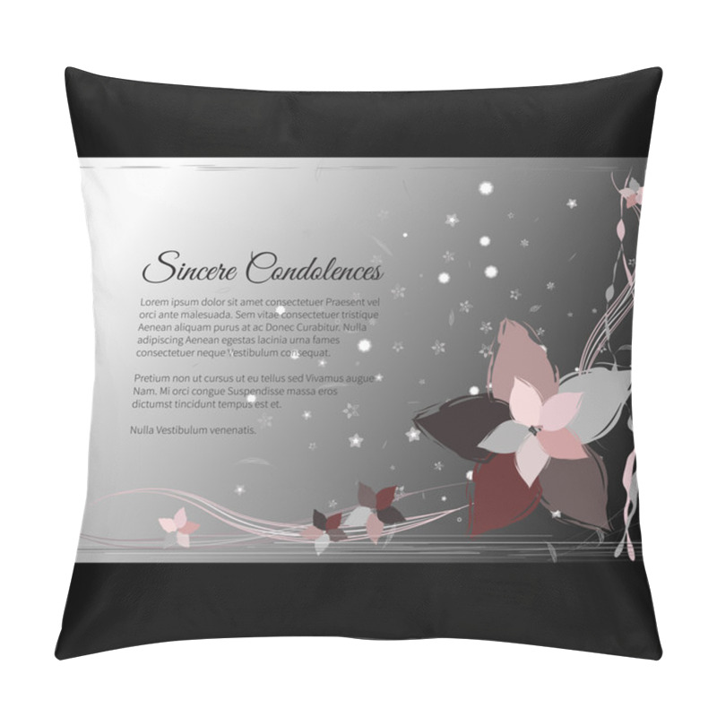 Personality  Vector Funeral Card With Elegant Abstract Floral Motif Pillow Covers