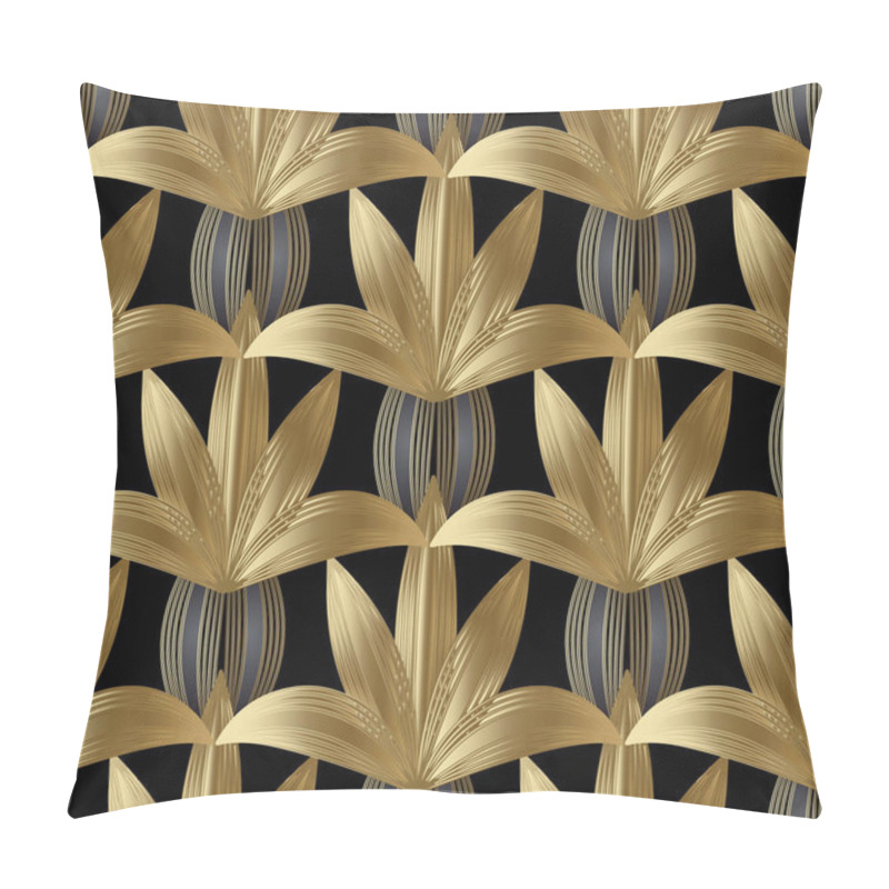 Personality  Modern Striped Flowers Seamless Pattern. Vector Flowers Pillow Covers