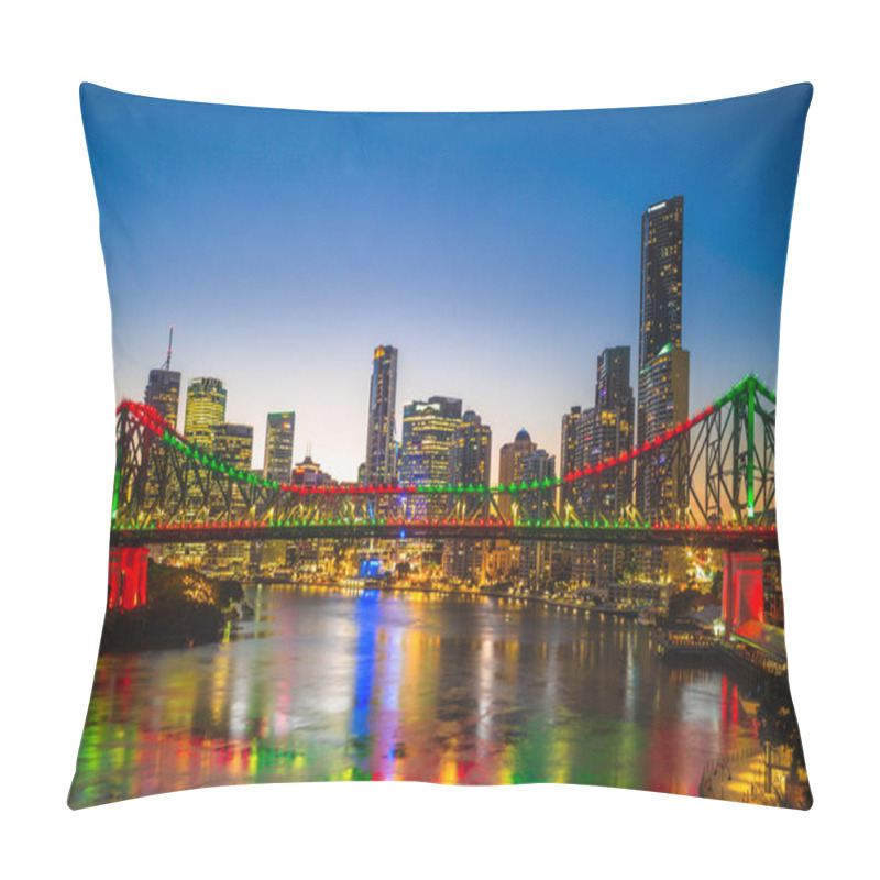 Personality  Brisbane With Story Bridge In Australia At Night Pillow Covers