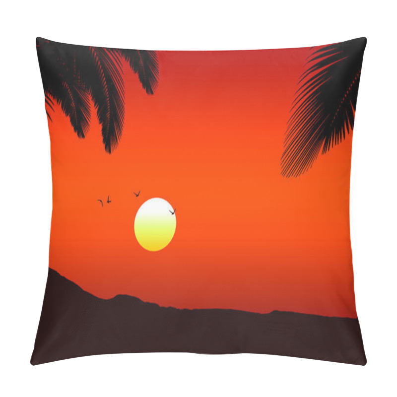 Personality  Red Hawaiian Sunset With Palm Trees Silhouettes  Pillow Covers