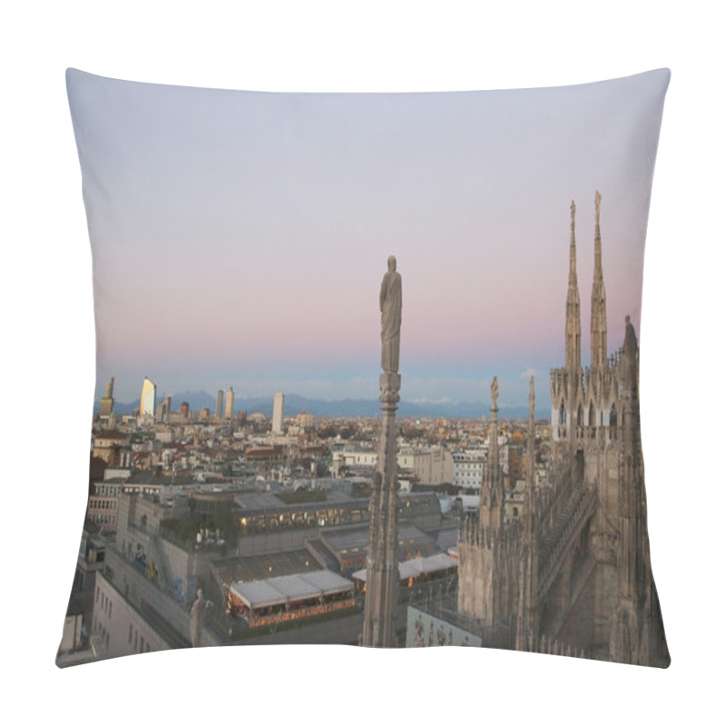 Personality  View Of Milan From Duomo In The Evening. V.5. Pillow Covers