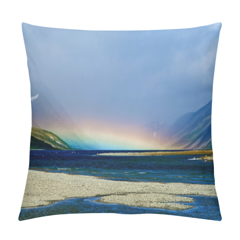 Personality  Rainbow Over The Mountain Lake Pillow Covers