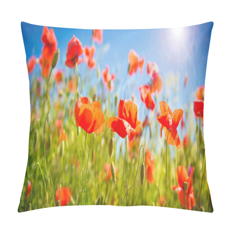 Personality  Poppies Field At Sunlight Pillow Covers