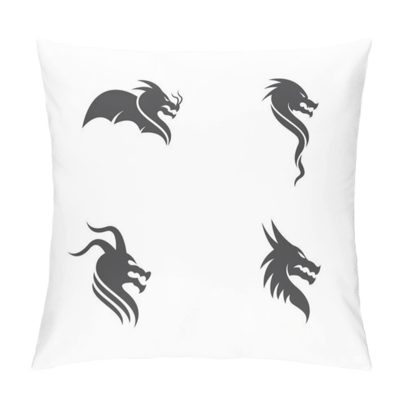 Personality  Dragon Head Logo Template Vector Icon Illustration Pillow Covers