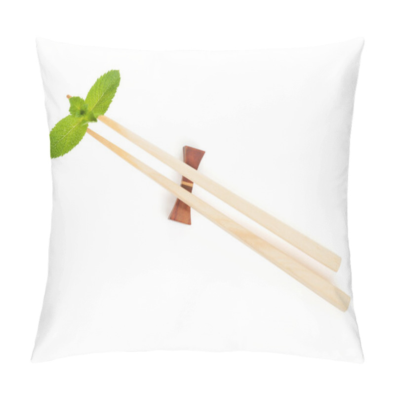 Personality  Sushi Chopsticks With Mint Leaves Pillow Covers