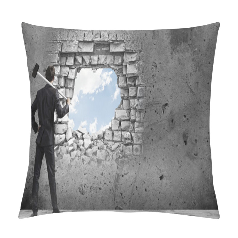 Personality  Businessman With Hammer In Hands Pillow Covers