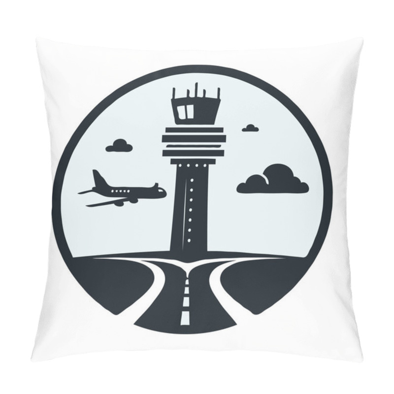 Personality  Airport Tower Icon Silhouette Vector With A Clean Design On A White Background, Ideal For Aviation-related Graphics, Travel Themes, And Navigation Projects, Representing Air Traffic Control And Airport Infrastructure Pillow Covers