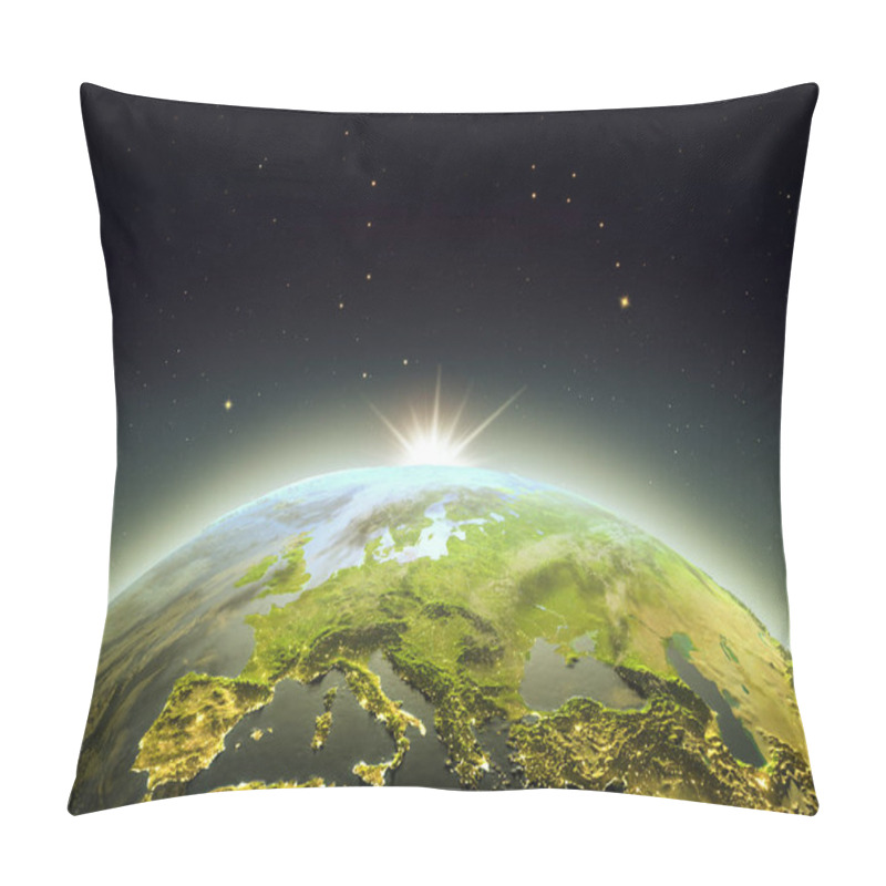 Personality  Sunrise Above Europe From Space Pillow Covers