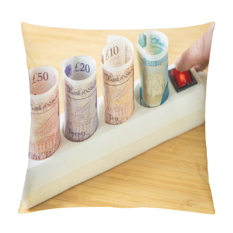 Personality  Energy Price Hike In United Kingdom. Rising Electricity And Gas Bills In Great Britain. Financial Concept. Pillow Covers