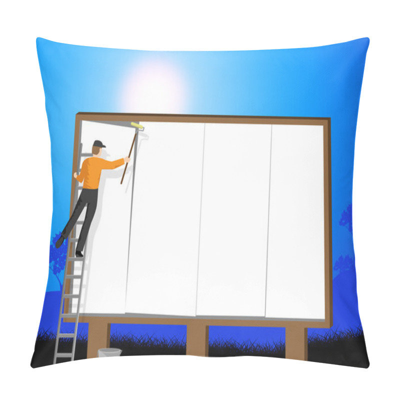 Personality  Billboard Sign Represents Blank Space And Advert Pillow Covers