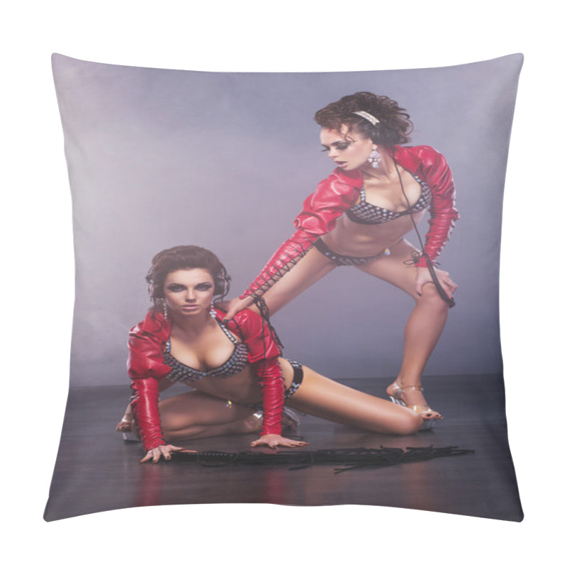 Personality  Night Club. Couple Of Voluptuous Women In Erotic Pose Pillow Covers