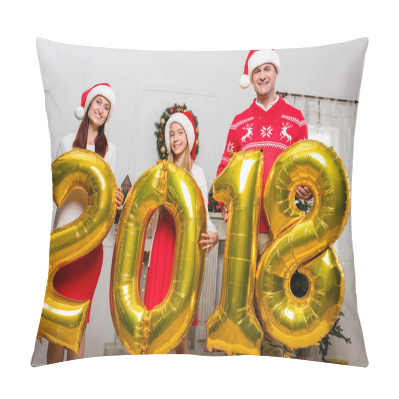 Personality  Family With New Year Balloons Pillow Covers