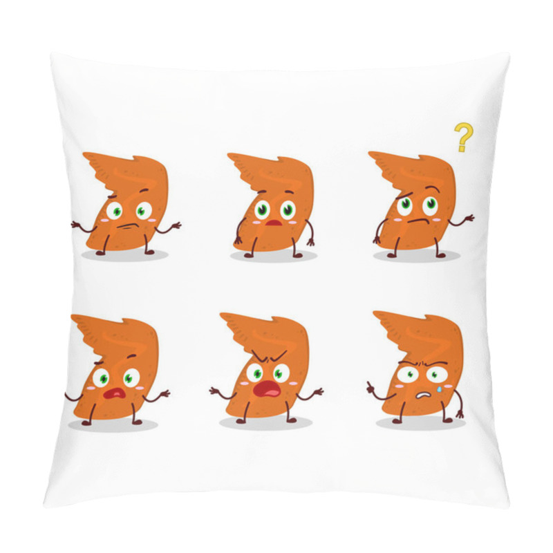 Personality  Cartoon Character Of Chicken Wings With What Expression. Vector Illustration Pillow Covers