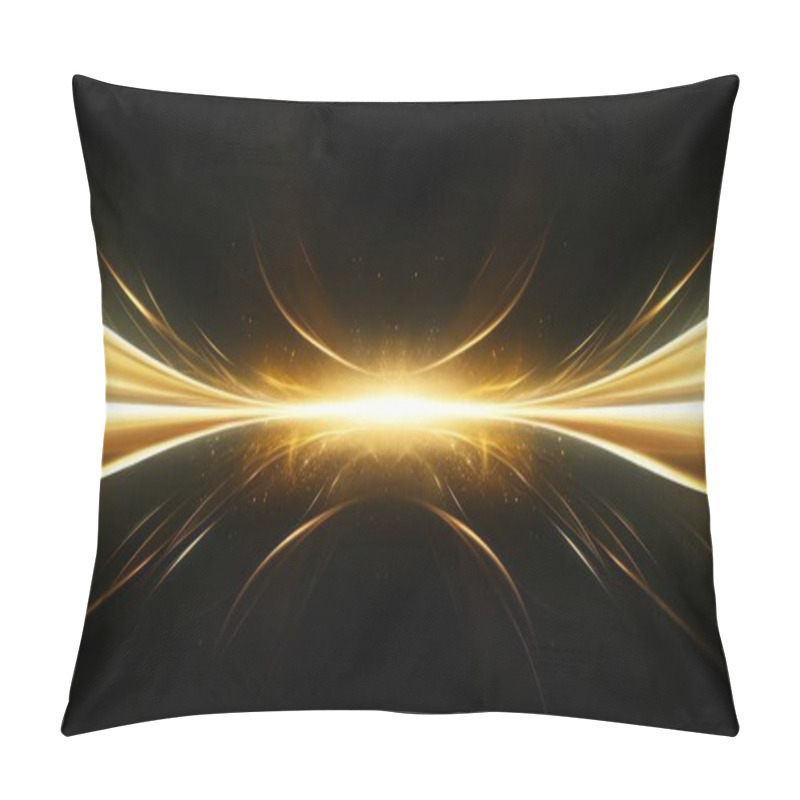 Personality  Gold Horizontal Lines, Symmetrical Composition, Bioluminescence, Pure White Background. Abstract Background Pillow Covers