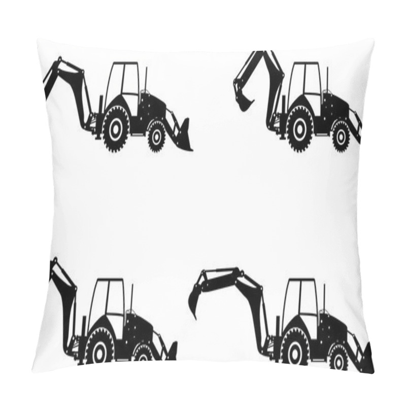 Personality  Backhoe Loaders. Heavy Construction Machines. Vector Illustration Pillow Covers