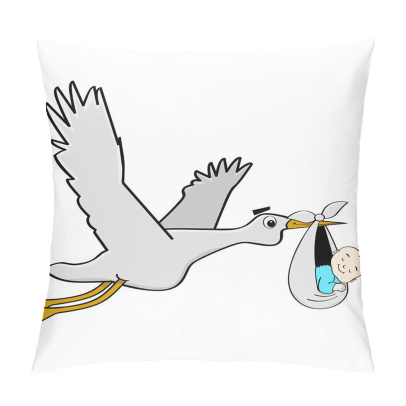 Personality  Stork Carrying A Baby Pillow Covers