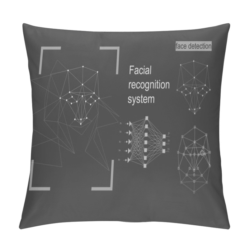 Personality  The Concept Of Recognition. Diagram Of The Grid And Neural Network Algorithm. Pillow Covers