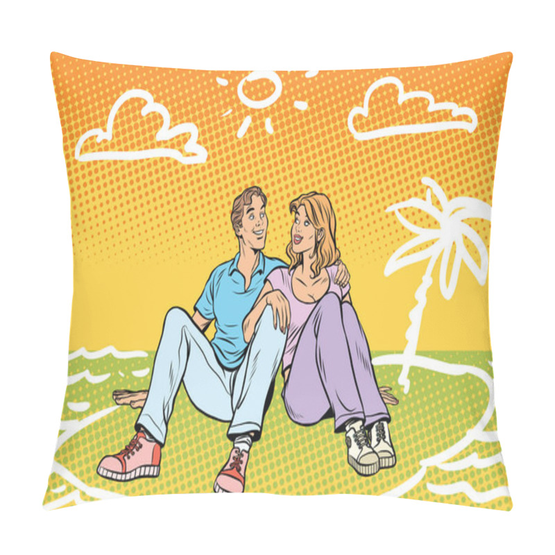 Personality  Young Beautiful Couple Dreams Of Travel Pillow Covers