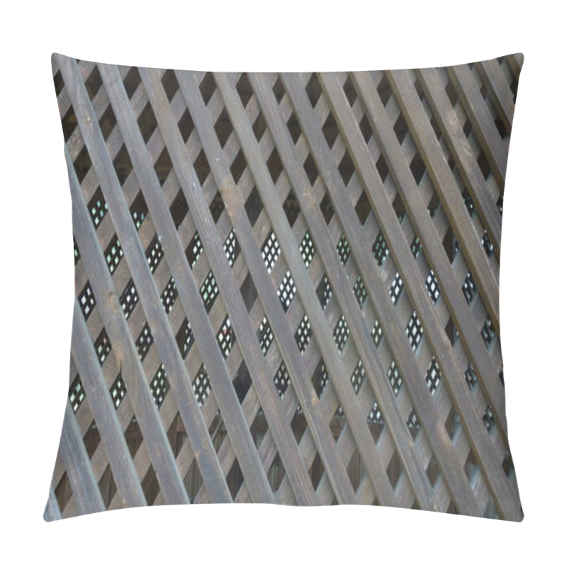 Personality  Wooden Lattice Structure Creating Patterns Of Light And Shadow. Pillow Covers