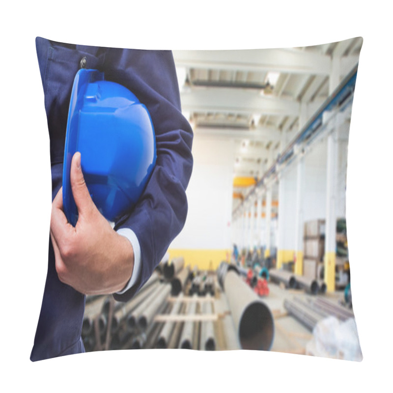 Personality  Worker Holding His Helmet Pillow Covers