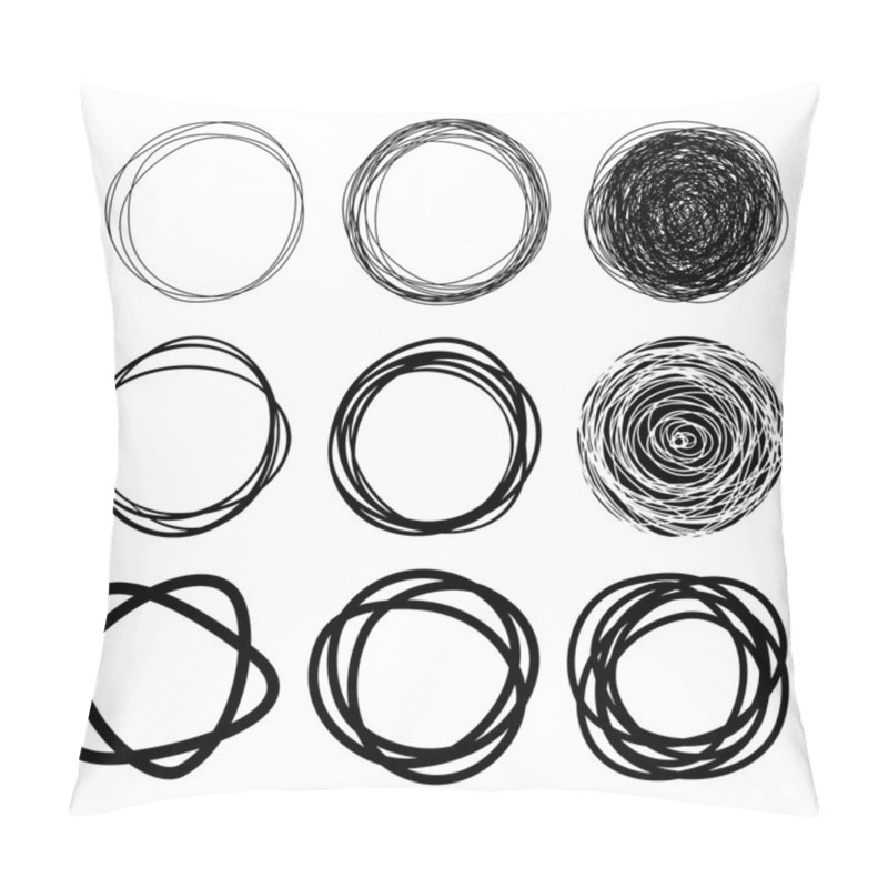 Personality  Set Of Hand Drawn Scribble Circles Pillow Covers