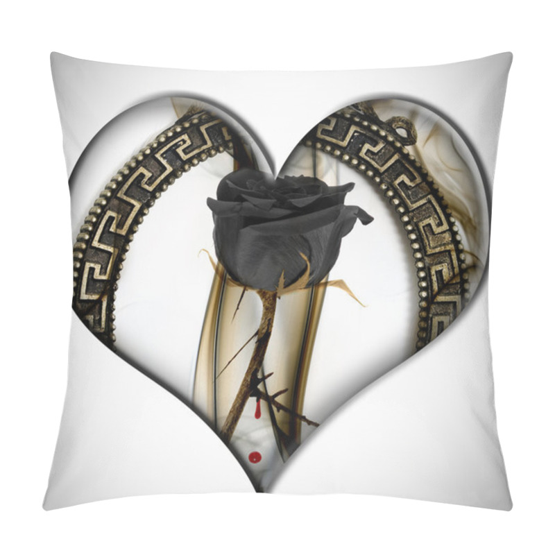 Personality  Black Rose Heart Pillow Covers