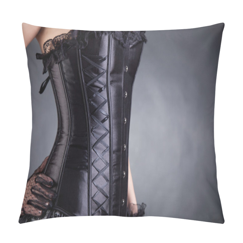 Personality  Close-up Of Woman In Black Corset Pillow Covers