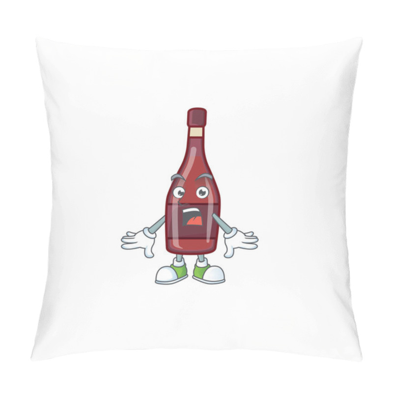 Personality  Red Bottle Wine Cartoon Character Design On A Surprised Gesture Pillow Covers