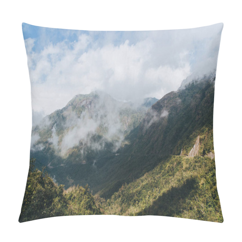 Personality  Beautiful Landscape With Green Vegetation On Mountains And Cloudy Sky In Sa Pa, Vietnam  Pillow Covers