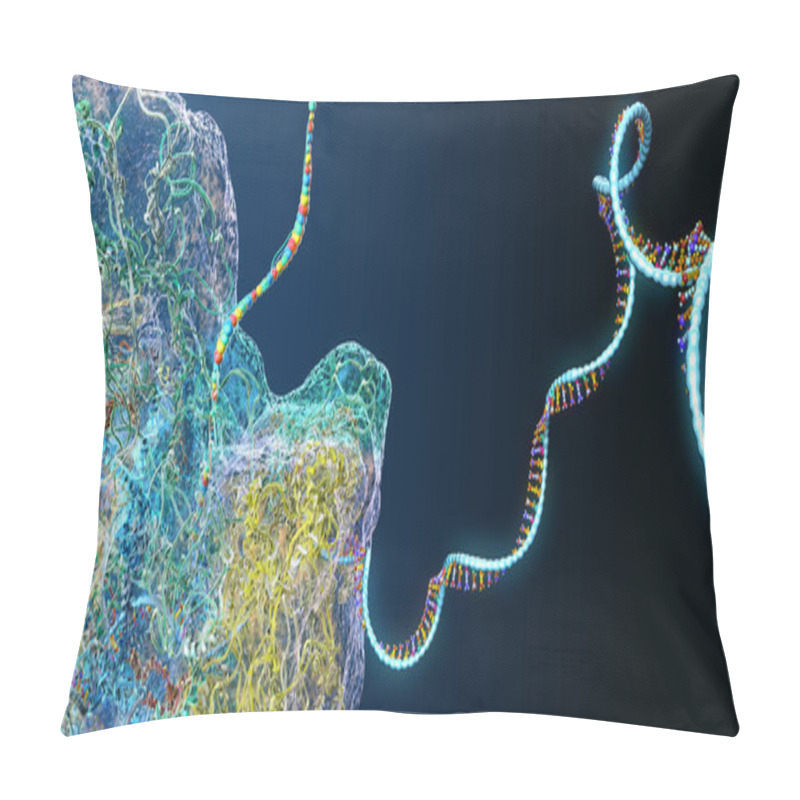 Personality  Ribosome As Part Of An Biological Cell Constructing Messenger Rna Molecule - 3d Illustration Pillow Covers