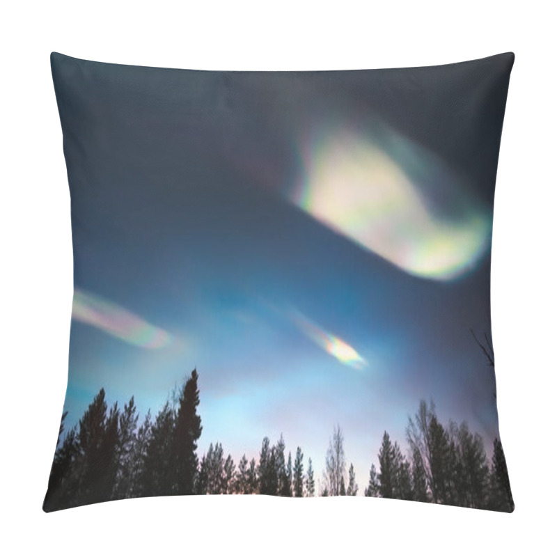 Personality  Nacreous Clouds In Dusk Over Tree Silhouettes. Pillow Covers