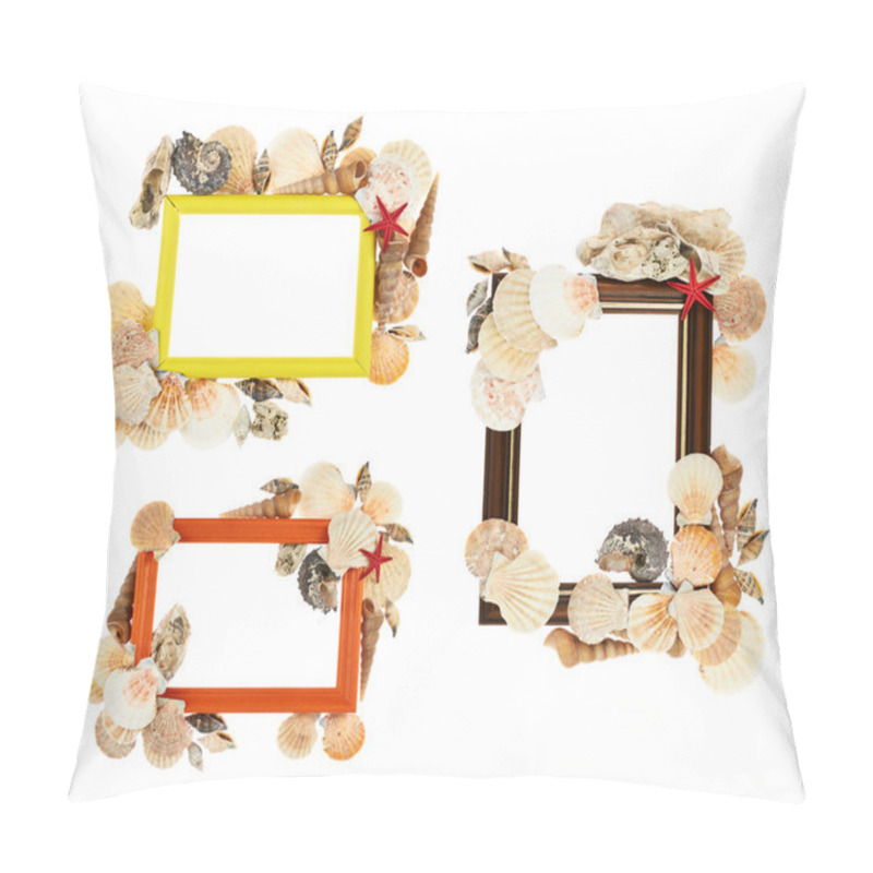 Personality  Empty Frame Decorated With Seashells Pillow Covers