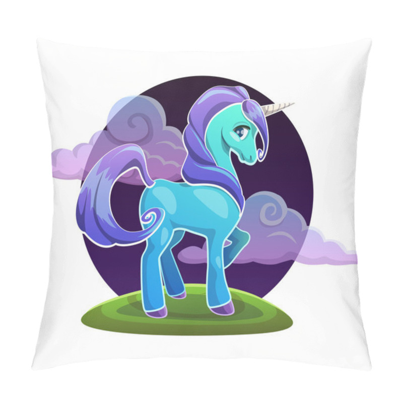 Personality  Blue Unicorn Pillow Covers