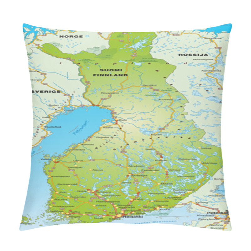 Personality  Map Of Finland Pillow Covers