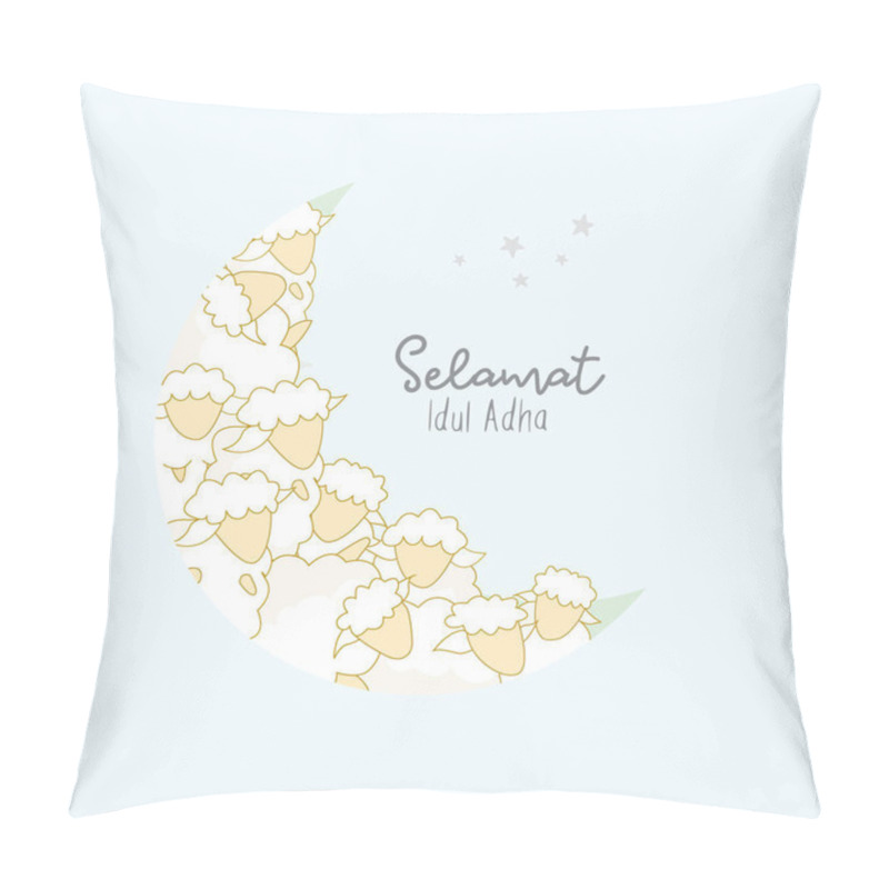 Personality  Cute Sheep Illustration Of Eid Al Adha For Greeting Card And Many More. Kartu Ucapan Selamat Idul Adha.Translation From Arabic : Eid Al-adha Pillow Covers