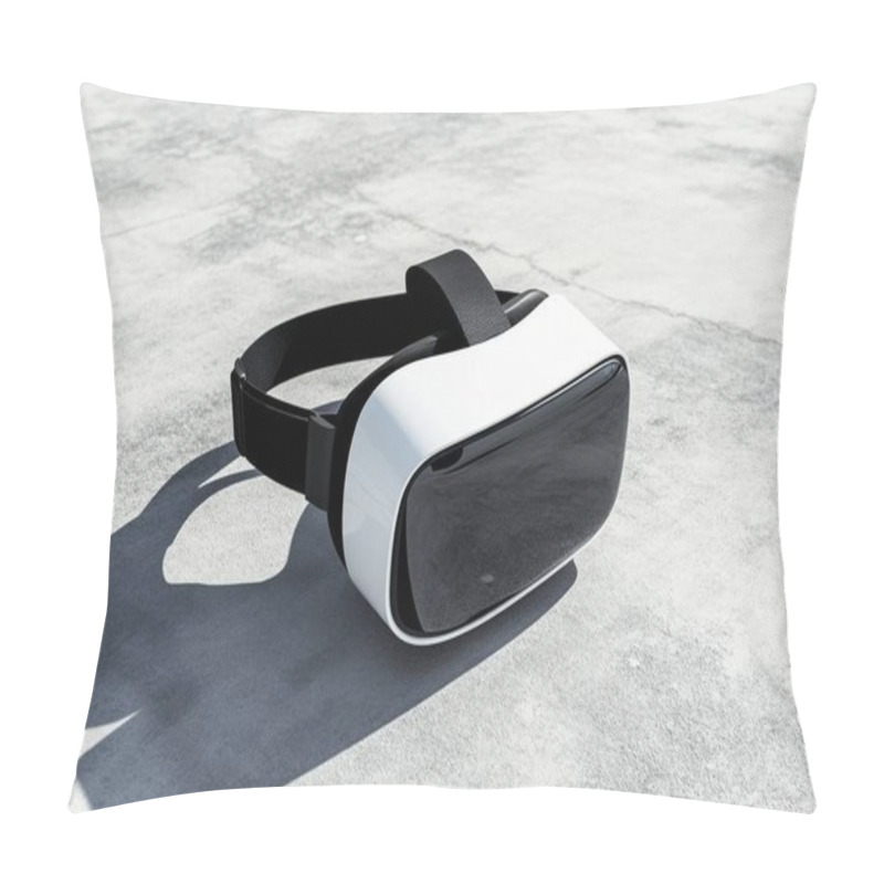 Personality  Modern VR Headset On Concrete Surface - Minimalistic Product Display Pillow Covers