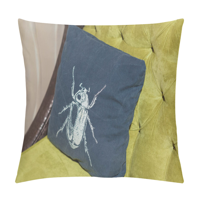 Personality  Soft Pillow With Insect Pattern. Square Pillow On The Couch. Scarab Pillow Pillow Covers