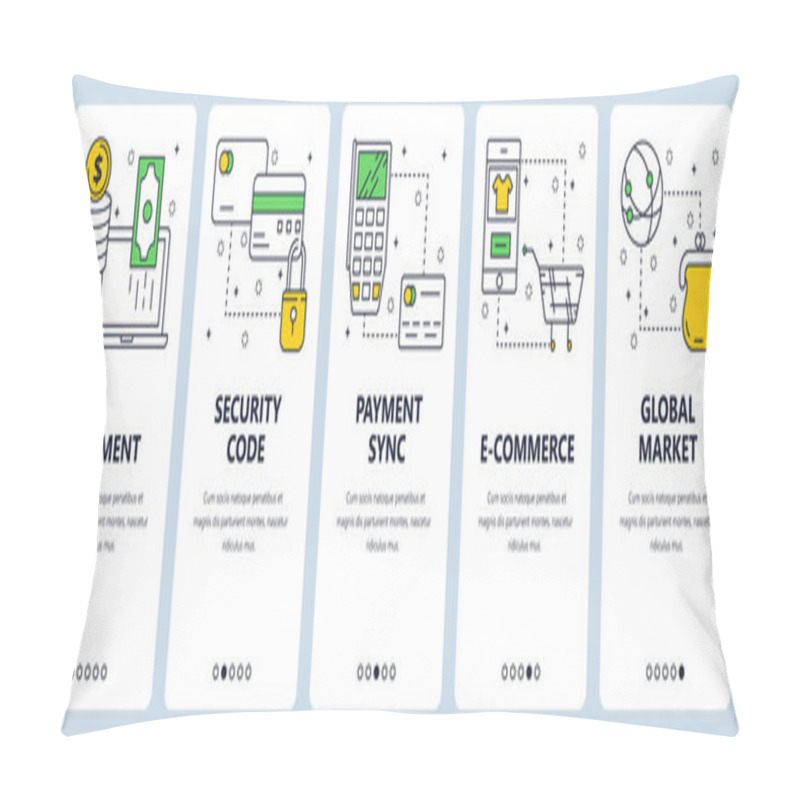 Personality  Vector Modern Thin Line Payment Vertical Web Banner Set Pillow Covers