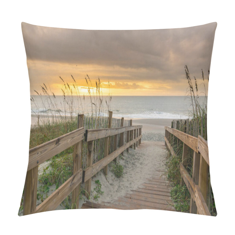 Personality  Boardwalk Leading To The Beach At Sunrise Pillow Covers