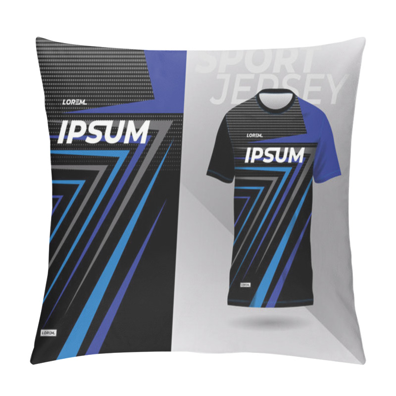 Personality  Blue Black Shirt Sport Jersey Mockup Template Design For Soccer, Football, Racing, Gaming, Motocross, Cycling, And Running Pillow Covers