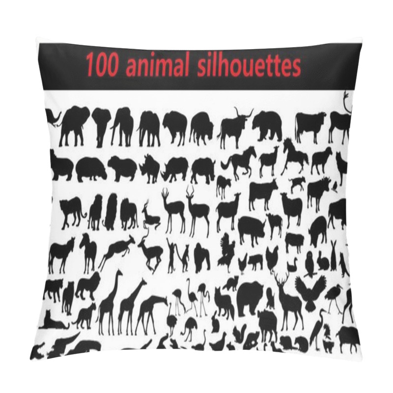 Personality  Collection Of Animal Silhouettes On White Background  Pillow Covers