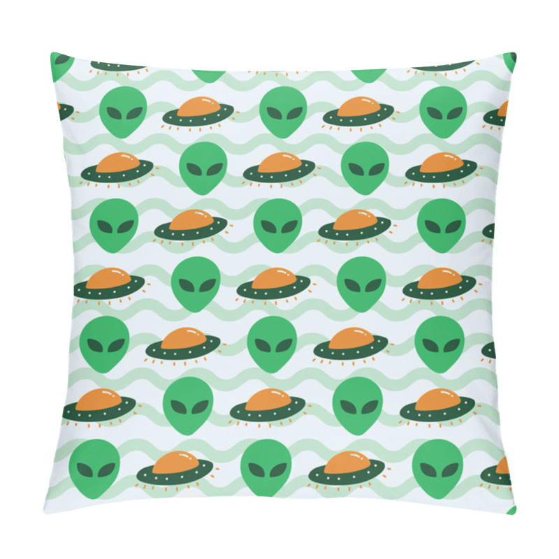 Personality  Alien Ufo Invasion Spaceship. A Playful, Modern, And Flexible Pattern For Brand Who Has Cute And Fun Style. Repeated Pattern. Happy, Bright, And Magical Mood. Pillow Covers