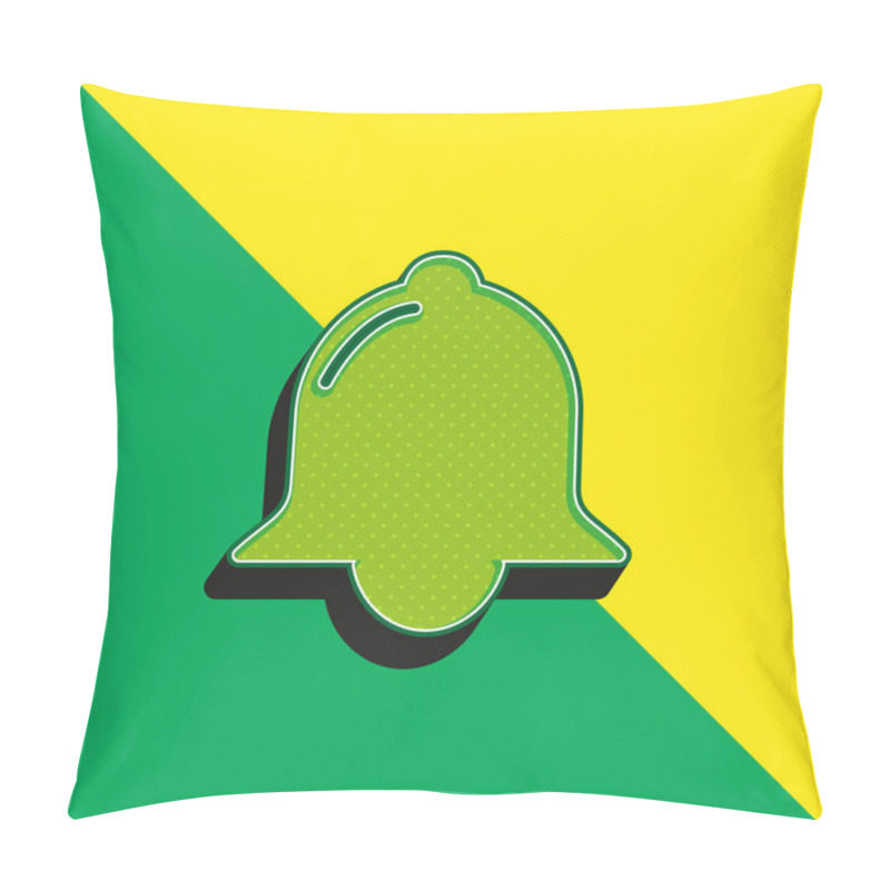 Personality  Bell Black Shape Green And Yellow Modern 3d Vector Icon Logo Pillow Covers