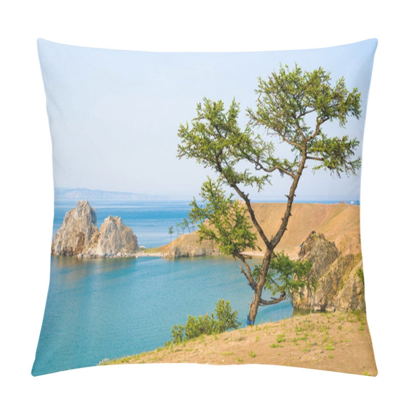 Personality  View Of Shamanka Rock, Cape Burhan On Olkhon Island. Lake Baikal, Russia  Pillow Covers