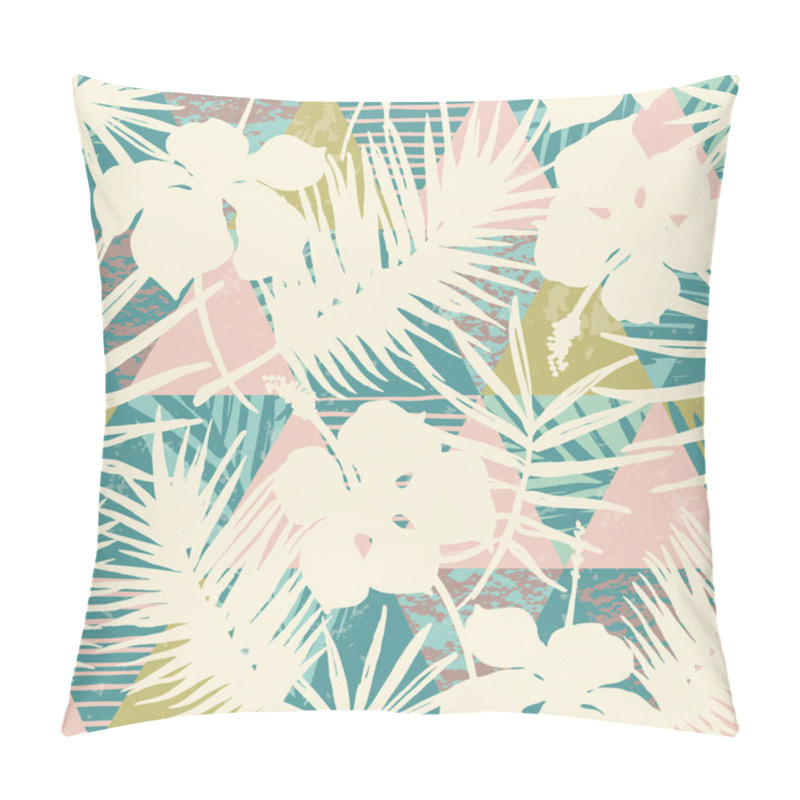 Personality  Seamless Exotic Pattern With Tropical Plants And Geometric Background. Pillow Covers