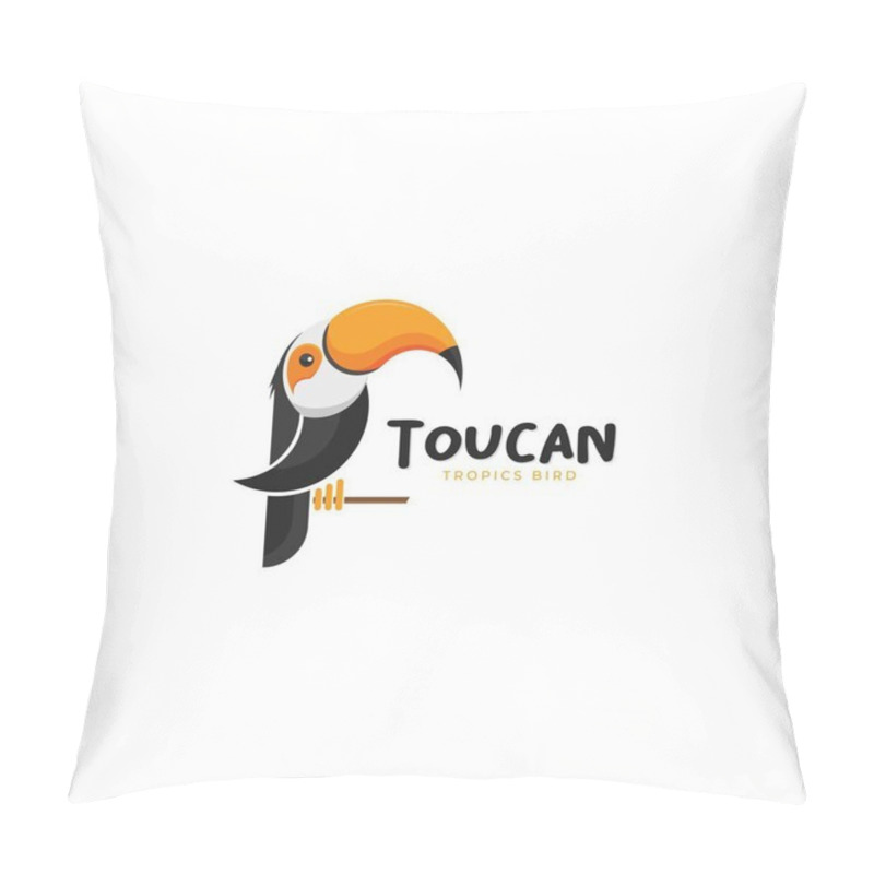 Personality  Toucan Bird Cartoon Icon Logo Vector Illustration Design. Cute Tropical Birds Isolated On White Background. Pillow Covers